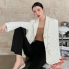 LANMREM 2023 Women Autumn Double Breasted Patchwork Fake Two Piece Notched Solid Color Ladies Blazer 2J269