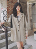 LANMREM 2023 Women Autumn Notched Blazer Female Single Breasted Solid Color Long Sleeve Casual Coats 2J1432