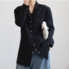 LANMREM 2022 Women Notched Single Breasted Black Color Blazer Female Long Sleeve Casual Coat Spring Autumn 2J506