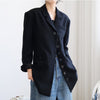 LANMREM 2022 Women Notched Single Breasted Black Color Blazer Female Long Sleeve Casual Coat Spring Autumn 2J506