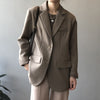 LANMREM 2022 Women Spring Autumn Blazer Notched Solid Color Single Breasted Loose Long Sleeve Coat Female 2J806