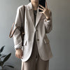 LANMREM 2022 Women Spring Autumn Blazer Notched Solid Color Single Breasted Loose Long Sleeve Coat Female 2J806