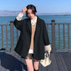 LANMREM 2022 Women Spring Autumn Lapel Blazer Notched Solid Color Long Sleeve Single Button Casual Coats Female Fashion2J738