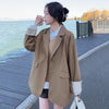 LANMREM 2022 Women Spring Autumn Lapel Blazer Notched Solid Color Long Sleeve Single Button Casual Coats Female Fashion2J738