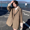LANMREM 2022 Women Spring Autumn Lapel Blazer Notched Solid Color Long Sleeve Single Button Casual Coats Female Fashion2J738