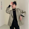 LANMREM 2022 Spring Autumn PU Leather Suit Coat Female Notched Solid Color Long Sleeve Blazer Women's Clothes 2J131