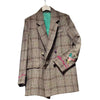 Autumn  Embroidery Loose Retro Plaid Woolen Suit Blends Long Sleeve Notched Jacket Woman's Coat  UA03716
