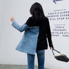 LANMREM Biker Jacket Denim Motorcycle Women Irregular Coat Temperament Tide Autumn Patchwork 2022  2K2313
