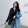 LANMREM Biker Jacket Denim Motorcycle Women Irregular Coat Temperament Tide Autumn Patchwork 2022  2K2313