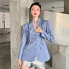 LANMREM Blue Blazer For Women 2022 Spring Autumn Single-breasted Notched Jackets Coat Ladies Tide Suit 2C2193