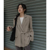 LANMREM Casual Belt Blazer Women's Autumn Notched Irregular Niche High-end Solid Color Loose Coats Lady Clothing 2R3619