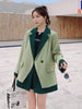 LANMREM Contrasting Color Casual Blazer Women Notched Long Sleeve Striaght Coat 2023 Autumn Female Clothing 2I184
