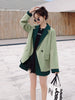LANMREM Contrasting Color Casual Blazer Women Notched Long Sleeve Striaght Coat 2023 Autumn Female Clothing 2I184