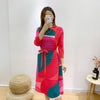 LANMREM Fold Dress 2022 Women's Autumn   Loose Cover Belt Thin Dresses Printed Female Casual Clothes 2D1127