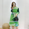 LANMREM Fold Dress 2022 Women's Autumn   Loose Cover Belt Thin Dresses Printed Female Casual Clothes 2D1127