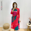 LANMREM Fold Dress 2022 Women's Autumn   Loose Cover Belt Thin Dresses Printed Female Casual Clothes 2D1127