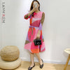LANMREM Fold Dress 2022 Women's Autumn   Loose Cover Belt Thin Dresses Printed Female Casual Clothes 2D1127