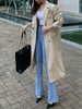 LANMREM Korean Style Women Long Loose Blazer Notched Double Breasted Coats Female Chic Clothing 2023 Autumn 2R3853
