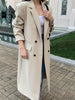 LANMREM Korean Style Women Long Loose Blazer Notched Double Breasted Coats Female Chic Clothing 2023 Autumn 2R3853