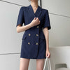 LANMREM Loose Fit Temperament 2022 Lapel Collar High Waist Short Sleeve Dress Women Spring Arrive 2K22085