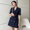 LANMREM Loose Fit Temperament 2022 Lapel Collar High Waist Short Sleeve Dress Women Spring Arrive 2K22085