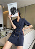 LANMREM Loose Fit Temperament 2022 Lapel Collar High Waist Short Sleeve Dress Women Spring Arrive 2K22085