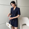 LANMREM Loose Fit Temperament 2022 Lapel Collar High Waist Short Sleeve Dress Women Spring Arrive 2K22085