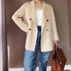 LANMREM  Wool Blazers For Women Notched Double Breasted Office Lady High End Coats Solid Color 2023 Autumn Winter 2R6580