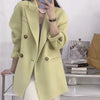 LANMREM  Wool Blazers For Women Notched Double Breasted Office Lady High End Coats Solid Color 2023 Autumn Winter 2R6580