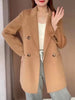 LANMREM  Wool Blazers For Women Notched Double Breasted Office Lady High End Coats Solid Color 2023 Autumn Winter 2R6580