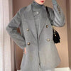 LANMREM  Wool Blazers For Women Notched Double Breasted Office Lady High End Coats Solid Color 2023 Autumn Winter 2R6580