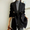 LANMREM  Wool Blazers For Women Notched Double Breasted Office Lady High End Coats Solid Color 2023 Autumn Winter 2R6580