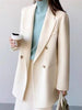 LANMREM  Wool Blazers For Women Notched Double Breasted Office Lady High End Coats Solid Color 2023 Autumn Winter 2R6580