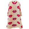 LANMREM Stand Collar Pleated Dress With Red Lips 2022 Spring Autumn Single Breasted Loose Casual Dresses For Female 2M203
