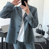 LANMREM Women Pink Blazer Notched Long Sleeve Loose Fit Jacket Temperament Tide Autumn And Autumn 2022 2E1486