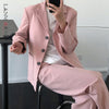 LANMREM Women Pink Blazer Notched Long Sleeve Loose Fit Jacket Temperament Tide Autumn And Autumn 2022 2E1486