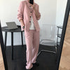 LANMREM Women Pink Blazer Notched Long Sleeve Loose Fit Jacket Temperament Tide Autumn And Autumn 2022 2E1486