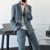LANMREM Women Pink Blazer Notched Long Sleeve Loose Fit Jacket Temperament Tide Autumn And Autumn 2022 2E1486