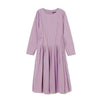 LANMREM Women Purple Drawstring Pleated Mid-Dress Round Neck Three Quarter Loose Fit Tide autumn winter 2022 2E1424