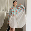 LANREM red Fish scale sequin small round-neck loose all-match above knee casual dress for female autumn tide 2A1423