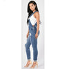 Denim Jumpsuits Women Fashion Ripped Hole Long Overalls Jeans Jumpsuits Feminine Casual Washed Hollow Out Rompers