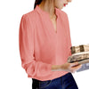 New Autumn Women Long Sleeve Chiffon Shirt Solid Color Sexy V Neck Blouse Shirts Tops Office Lady Blusas Femeninos