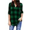 New Autumn Women Plaid Printed Shirt Long Sleeve Casual Loose Blusas Tops Sexy V Neck Chiffon Shirts Plus Size 5XL