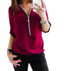 New Summer Fashion Women Shirts Elegant Short Sleeve Sexy V Neck Zipper Casual Tee Shirts Tops Female Clothing