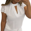 2022 New Summer Women Lace Printed Blouse Shirt Short Sleeve Casual Slim Chiffon Shirts Blusas Top Mujer Plus Size 3XL