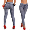 Woman Fashion Seamless Jeans Denim Skinny Pants Faux Jeans Mid Waist Elastic Trousers Leggings Slim Thin Pantalone