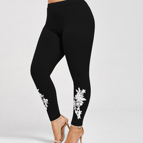 Autumn Winter Leggings Women Fashion Flower Leggins Trouser Female Skinny Fitness Leggings Female Bottoms Plus Size Z30