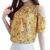 Cold Shoulder Floral Print Tops Women 2022 Chiffon Blouse Shirt Women Summer Elegant Office Ladies Blouses Blusas