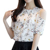 Cold Shoulder Floral Print Tops Women 2022 Chiffon Blouse Shirt Women Summer Elegant Office Ladies Blouses Blusas