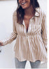 Fashion Striped Women Blouse Deep V-neck Casual Long Sleeve Women's Blusas 2022 Loose Female Blouses Women Shirts Tops